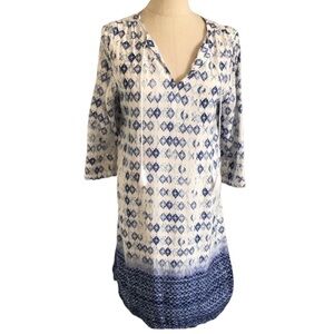Faded Glory - Boho Blue & White Rayon Tunic - Size Small (4-6)